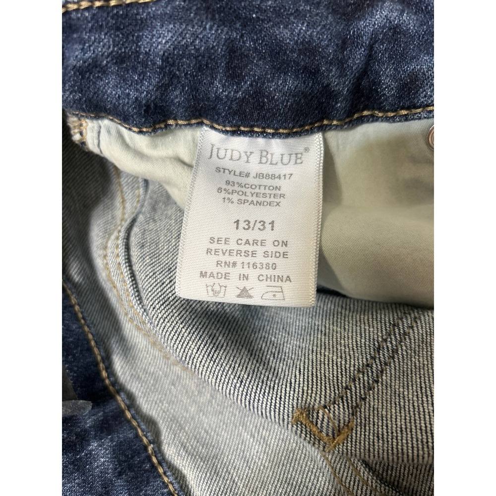 Judy Blue Skinny Jeans Dark Wash Raw Frayed Hem Distressed Size 13/31 JB88417 - Picture 6 of 6